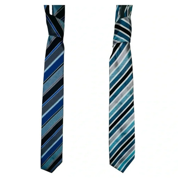 Alexander Julian Colours Ties Set of TWO Blue Striped Neck Ties - Picture 1 of 7